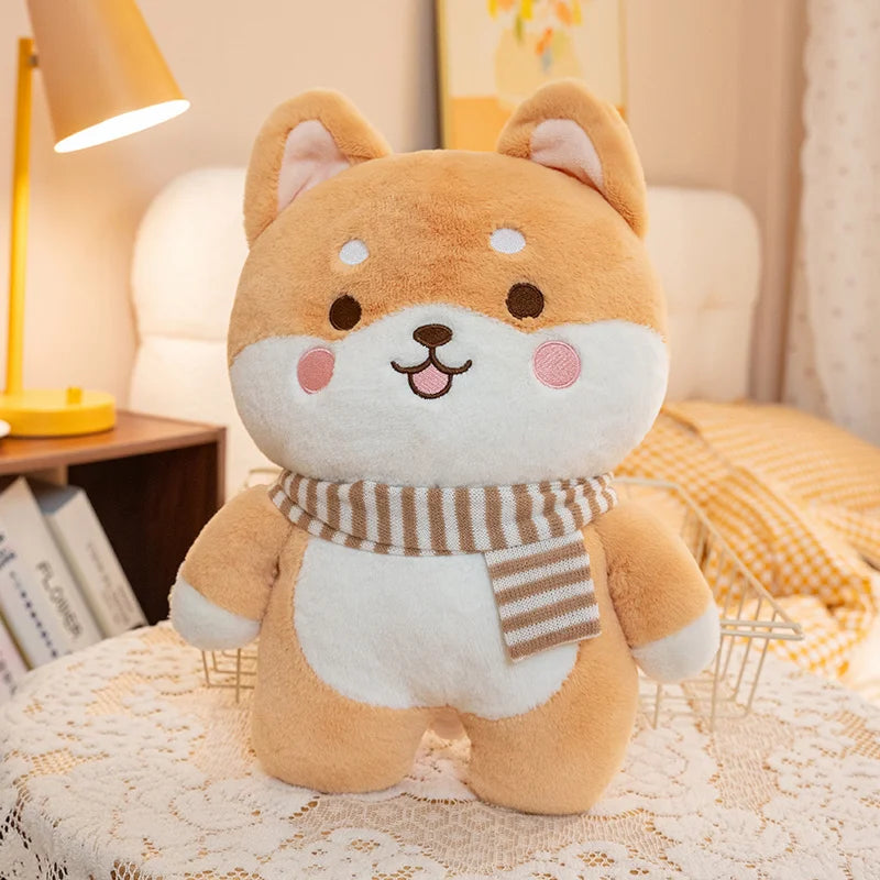 Kawaii Shiba Inu Plush Pillow Toy Soft Stuffed Dog Animal Cuddly Baby Doll for Girls Lovely Cartoon Gift Decor