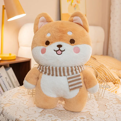 Kawaii Shiba Inu Plush Pillow Toy Soft Stuffed Dog Animal Cuddly Baby Doll for Girls Lovely Cartoon Gift Decor
