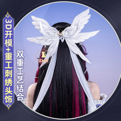 Genshin Impact Columbina Cosplay Costume Wig The Damselette Dress Uniform Eye Mask Eleven Fatui Harbingers Halloween Women Girls