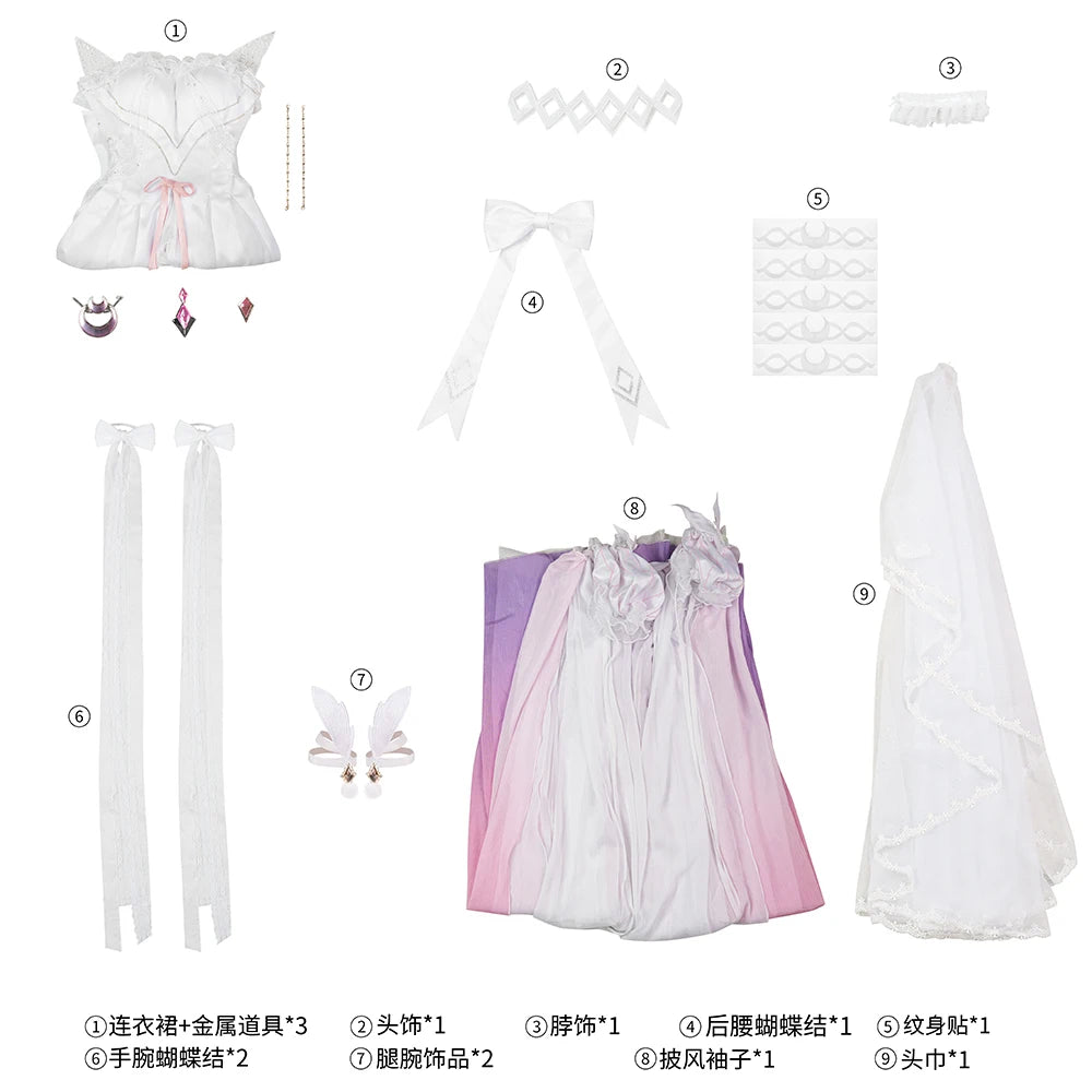 Genshin Impact Columbina Cosplay Costume Wig Dress FES 2026 Skin The Damselette Eleven Fatui Harbingers Halloween for Women Girl