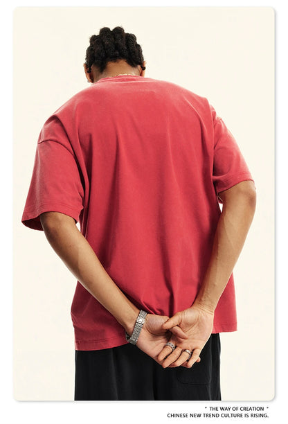 ZODF Vintage 2024 Summer Men Washed Solid 230gsm T-Shirts Unisex Ripped Breathable Quick Dry Cooling Feeling T Shirt Tees HY0801