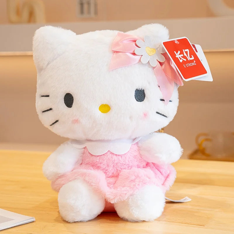 Sanrio Plush Doll Flower Series Cute Cinnamoroll Melody Plush Pendant Kawaii Hello Kitty Kuromi Plush Stuffed Doll Kid Xmas Gift