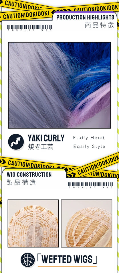 IN STOCK Guinevere Olivia Wig Anime Cosplay DokiDoki Blue Hair Knights Cosplay Double Buns Hight Heat Resistant Free Wig Cap