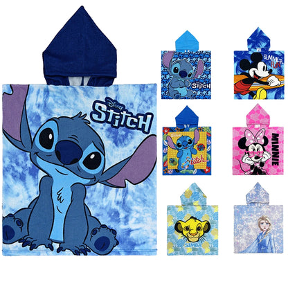 80-130cm Baby Bathing Towel Towel Kids Hooded Bath Beach Poncho Towels Shark Dinosaur Stitch Bathrobe Child Towels