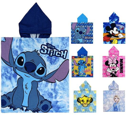 80-130cm Baby Bathing Towel Towel Kids Hooded Bath Beach Poncho Towels Shark Dinosaur Stitch Bathrobe Child Towels