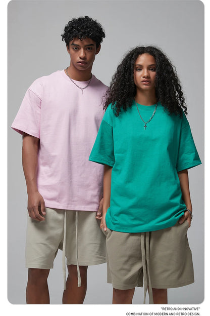 ZODF New Spring Summer Men 305gsm Cotton T Shirts Unisex Heavy Weight Oversized FG Noshrink Basic Solid T-Shirt Tees HY0165