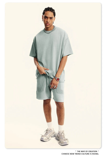 ZODF Retro 2024 Summer Men Washed Cotton T-Shirts  Unisex Women 310gsm Distressed Hem Loose Edge T Shirt Brand Tees HY0808