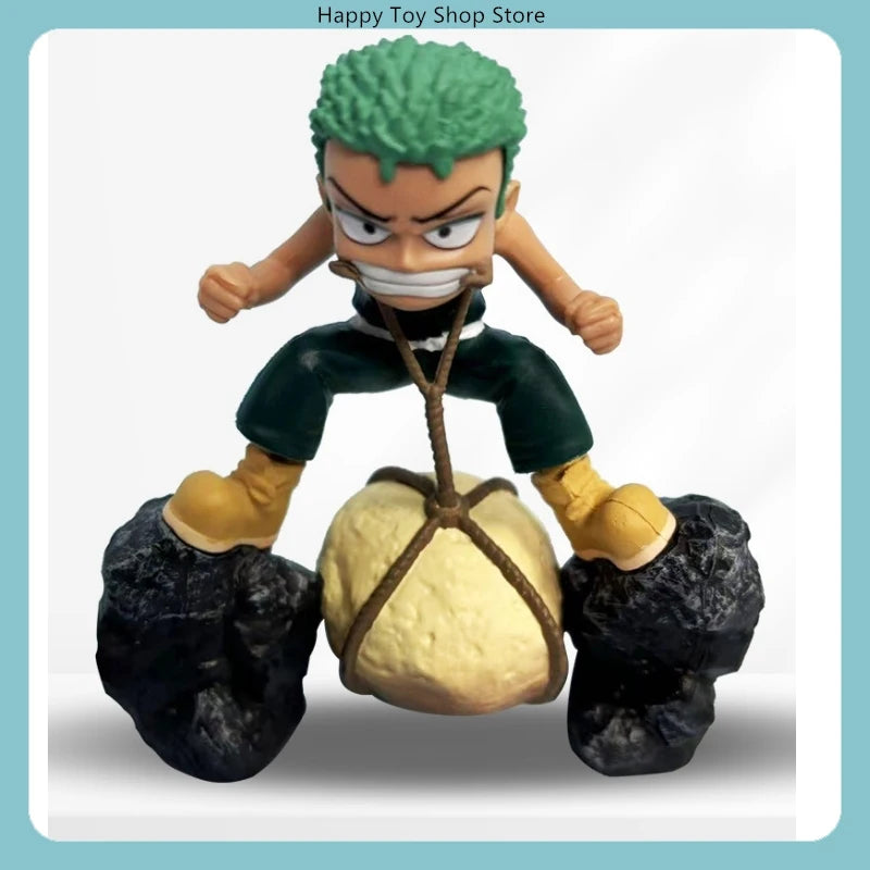 9.5cm One Piece Roronoa Zoro Childhood Training Scene PVC Sculpture Desktop Model Statue