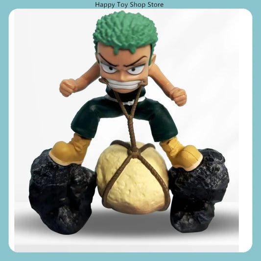 9.5cm One Piece Roronoa Zoro Childhood Training Scene PVC Sculpture Desktop Model Statue