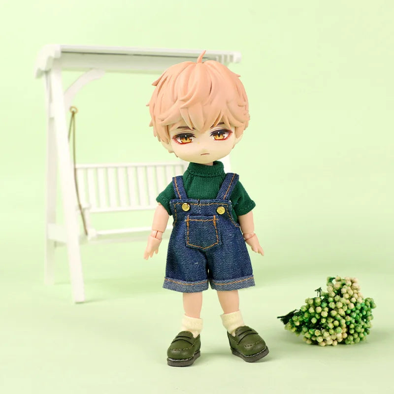 Ob11 Doll Clothes Fashion Tops Jeans Sweatshirt Cool Sleeveless High Neck Sweater Suspenders Shorts For 1/12 Bjd Dolls Accessory