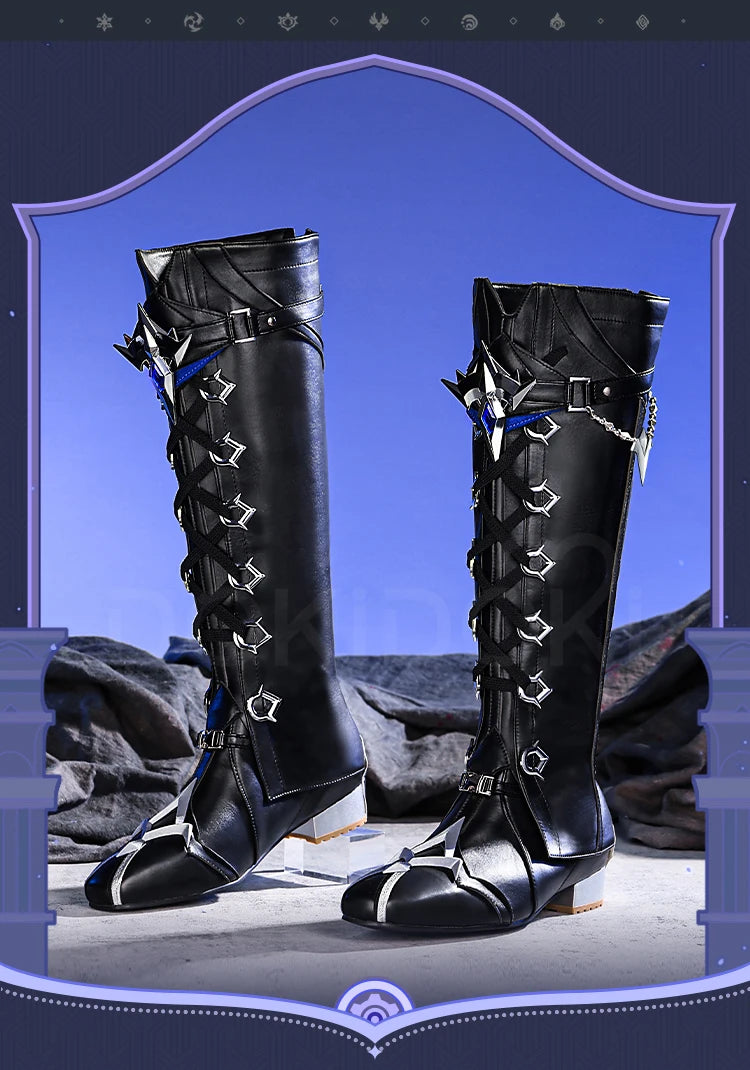 Flins Durin Cosplay Shoes Game Genshin Impact DokiDoki-SR Men Short Long Black Boots Kyryll Chudomirovich Halloween Cosplay