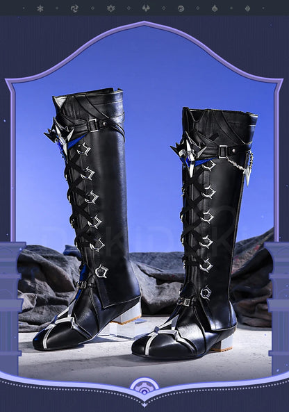 Flins Durin Cosplay Shoes Game Genshin Impact DokiDoki-SR Men Short Long Black Boots Kyryll Chudomirovich Halloween Cosplay