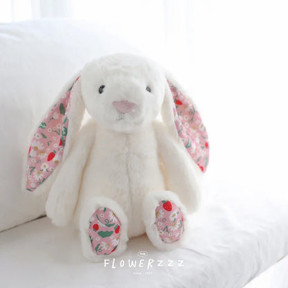 30cm Cartoon Floral Rabbit Plush Toy Pink White Bonnie Rabbit Stuffed Animal Doll Children's Room Decor Birthday Gift For Girl