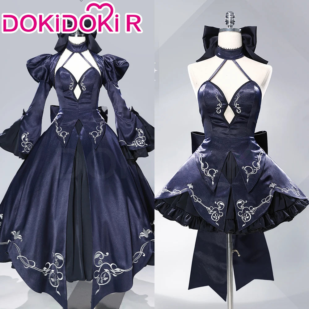 Saber Artoria Pendragon Cosplay Costume Game Fate/stay Night DokiDoki-R Women Black Saber Dress