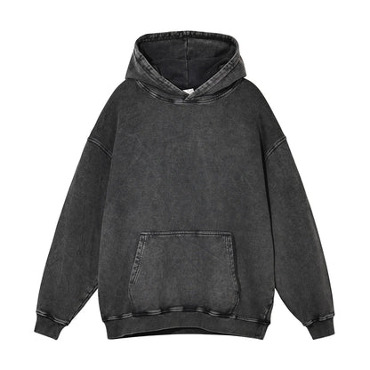 ZODF Autumn Winter Men 420gsm Heavyweight Washed Cotton Hoodie Streetwear Sweatshirt HY0307 - Dark Grey / M / China