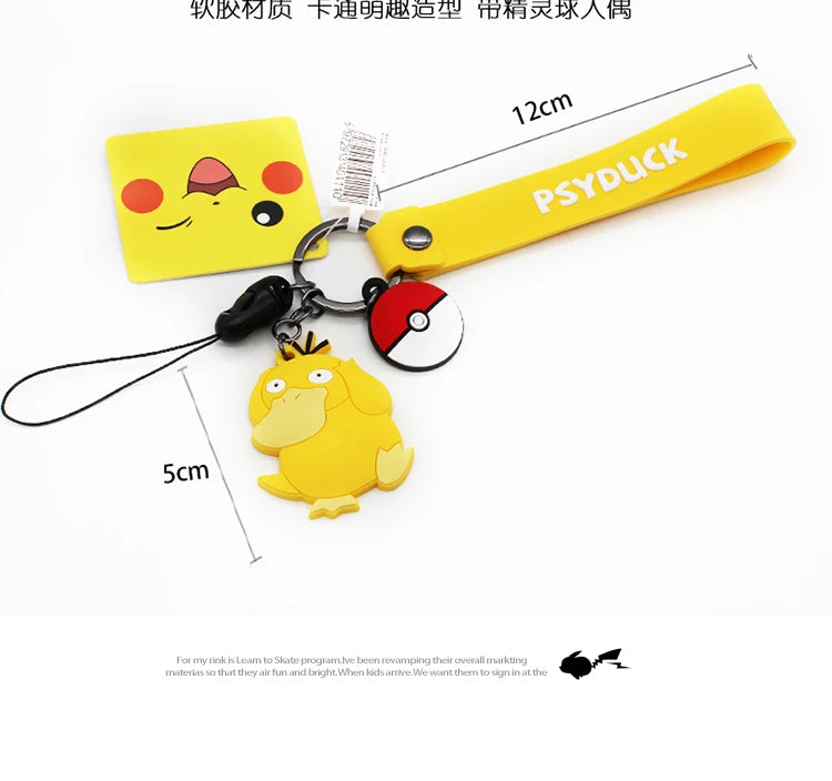 Genuine Pokemon Action Figure Pikachu Keychain Squirtle Bulbasaur Charmander Psyduck Keyring Backpack Pendant Model Toy Kid Gift