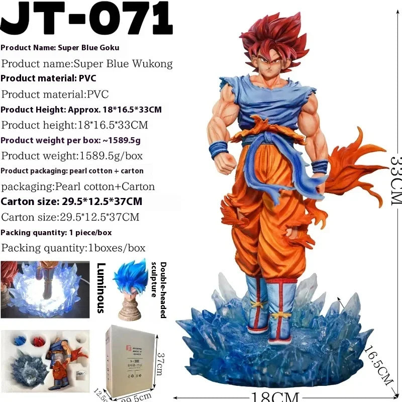 Jt Goku Statue Dragon Ball Z Super Saiyan Goku Figure Replace Head Led Base  Model Toy Gifts Luminous Statue Anime Toy Ornament