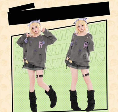 Rinn Mikuu Cosplay Costume DokiDoki-R Mikku Rinn Cosplay Women Cute Black Green Costume Set Mikuu Rinn Cosplay