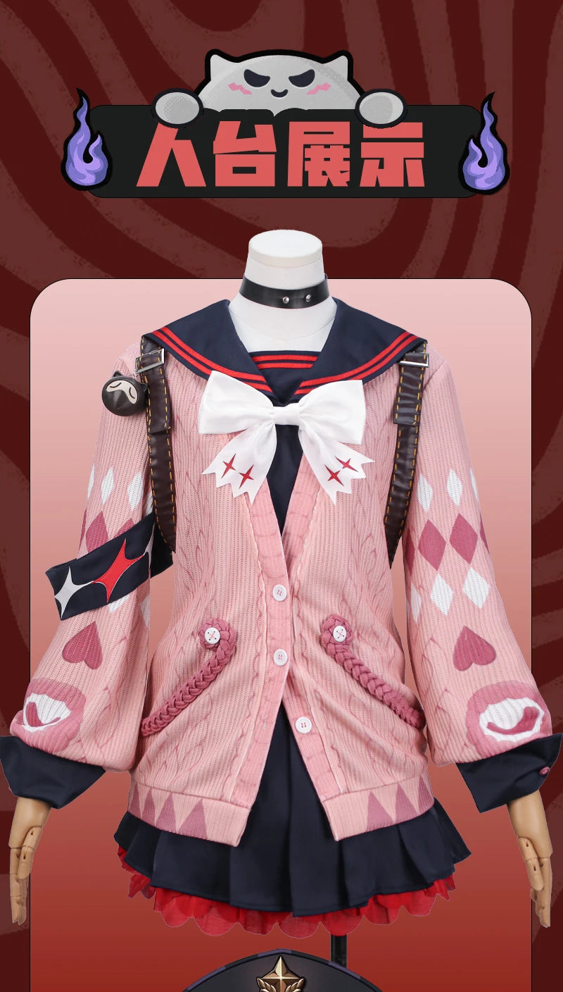 Zenless Zone Zero Ukinami Yuzuha Cosplay Costume Wig Skirt Uniform Earrings Headwear Spook Shack Halloween Party for Women Girls