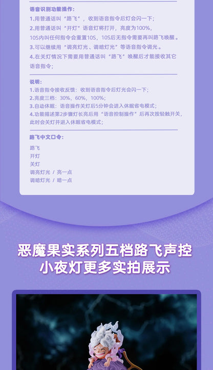 One Piece jimei Devil Fruit Serie Voice-Controlled Night Light Luffy Nico Robin Chopper Portga·D· Ace Anime Figure Desktop Model