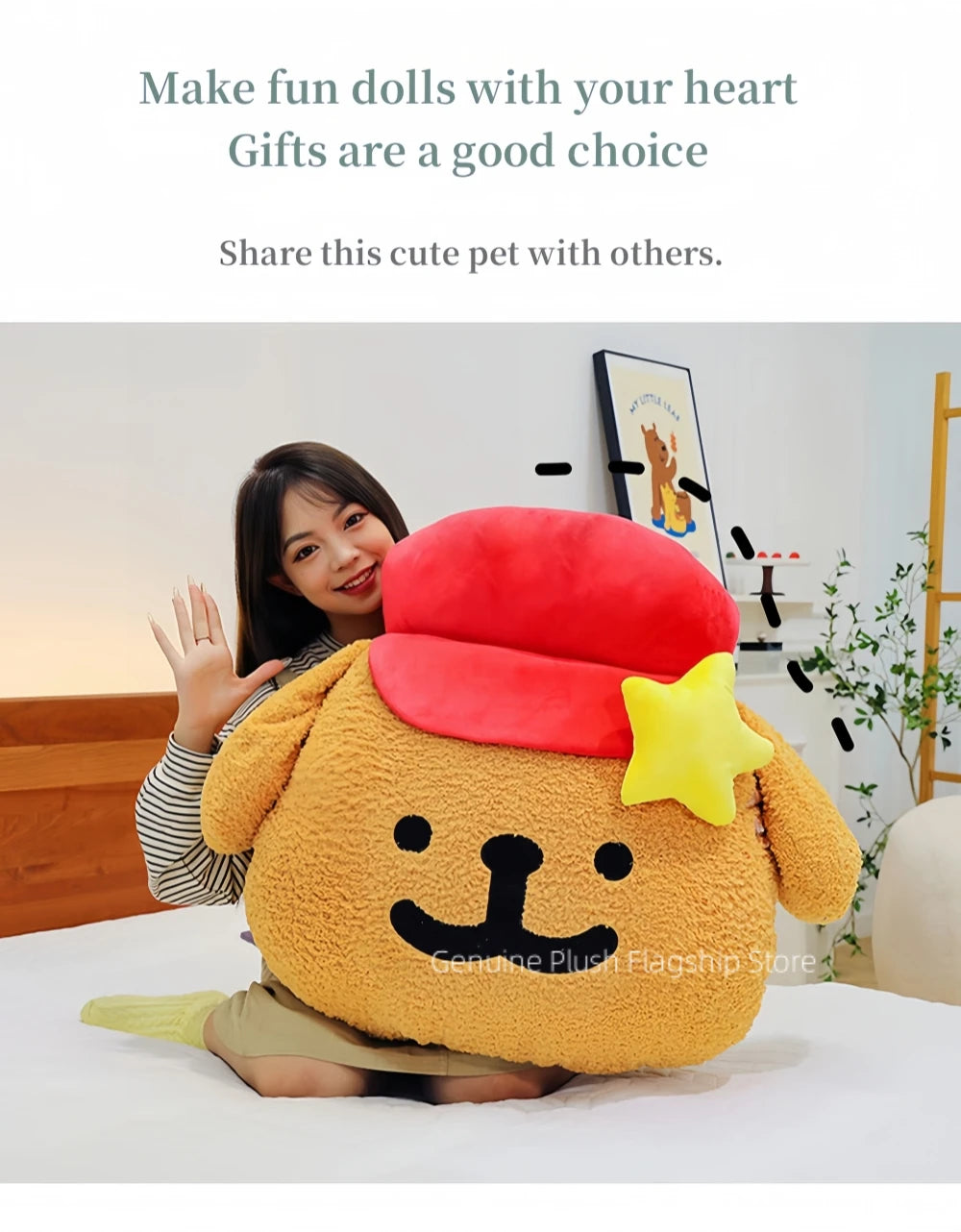 65cm Big Size Maltese Line Hat Dog Cartoon Anime Plush Stuffed Doll Toy Cute Room Bolster Sleeping Pillow Plushies Holiday Gifts