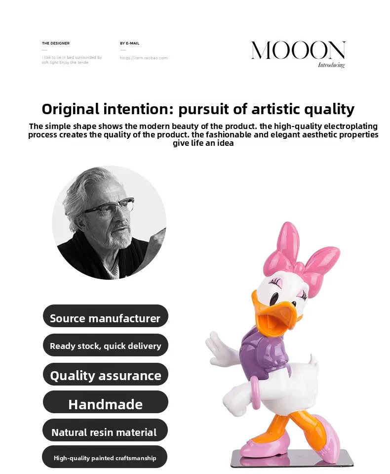 Disney Anime Figuras Donald Duck Daisy Statue Cartoon Cute Resin Model Crafts Desktop Decor Disney Toys for Kids Sculpture Gift