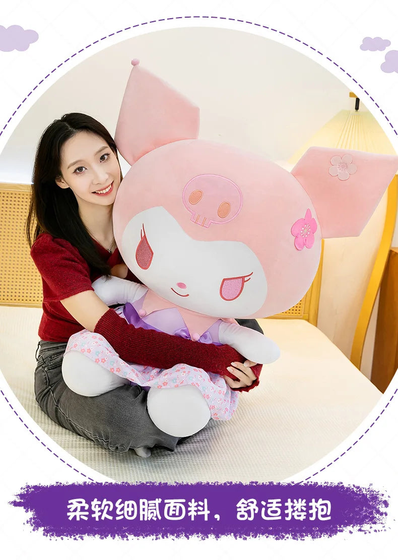 New Sanrio Pink Peach Hello Kitty Plush Toy Cat Doll Kuromi My Melody Stuffed Animal for Girls Birthday Xmas Gift Soft Cute Kids