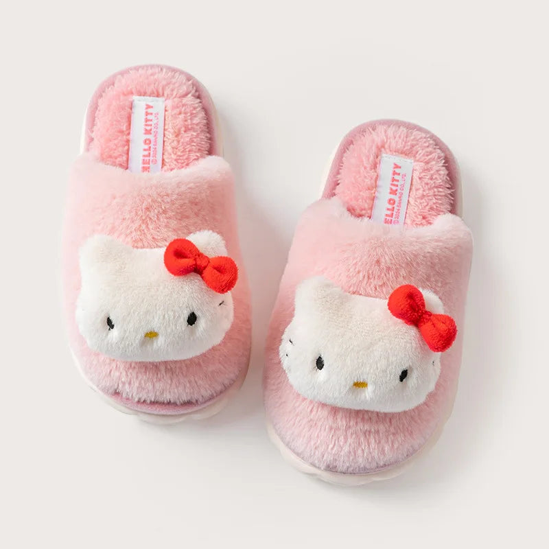 Cartoon Cute Kt Cat Melody Kuromi Cinnamoroll Autumn Winter Thick Bottom Anti Slip Slippers Home Indoor Shoes Exquisite Gifts