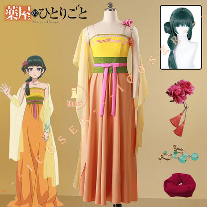 Anime The Apothecary Diaries Maomao Cosplay Costume Courtesan Outfit Dress Earrings Headwear Halloween Party Women Girls iCoser