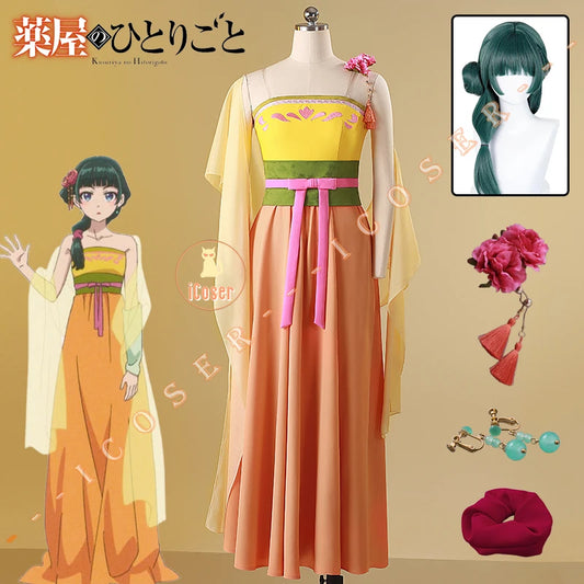 Anime The Apothecary Diaries Maomao Cosplay Costume Courtesan Outfit Dress Earrings Headwear Halloween Party Women Girls iCoser
