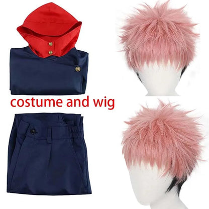 HOMCHEE Trends Itadori Yuji Cosplay Set Adult Cotton Polyester - costume and wig / XXL