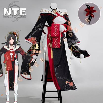 Neverness To Everness Hotori Cosplay Costume Dress Headwear Earrings Game NTE Outfit Halloween Party for Women Girls Role Play