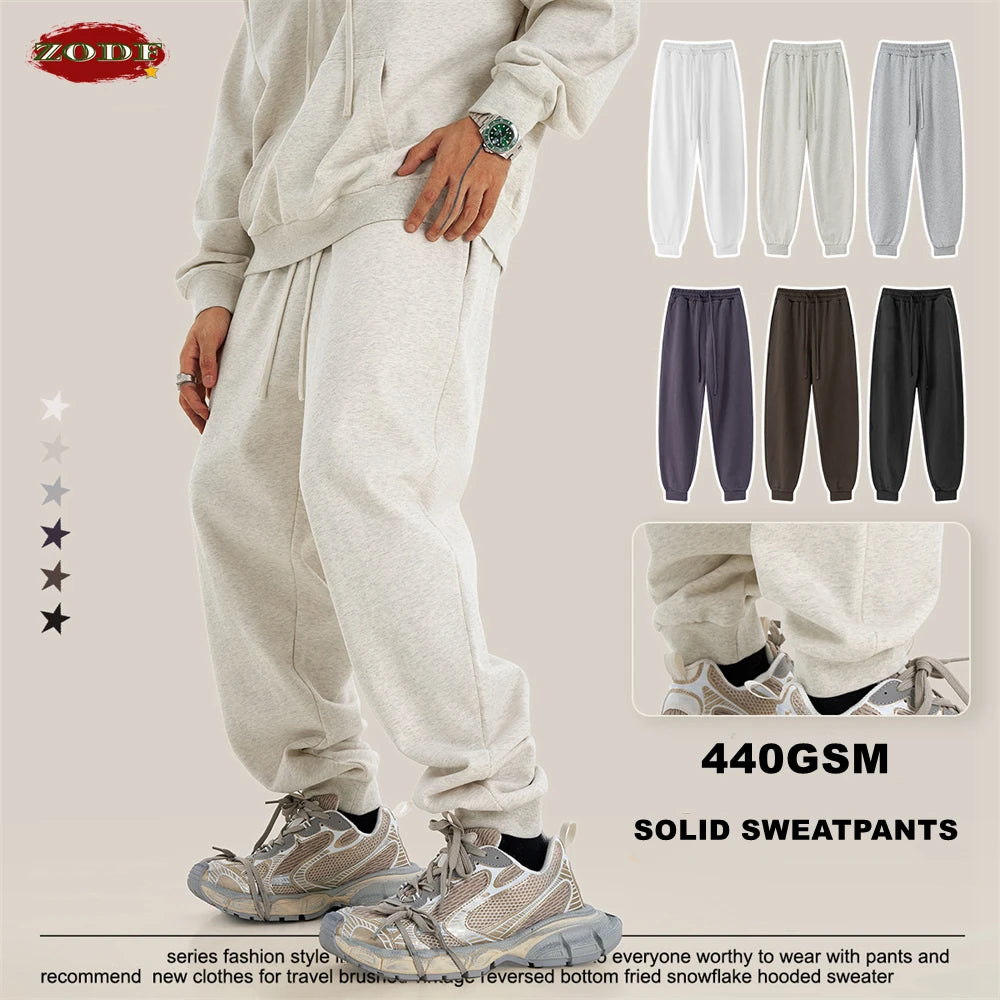 ZODF 2024 Autumn Winter Unisex Solid Sweatpants Heavyweight 440gsm Casual Loose Fit Sport Joggers HY0890