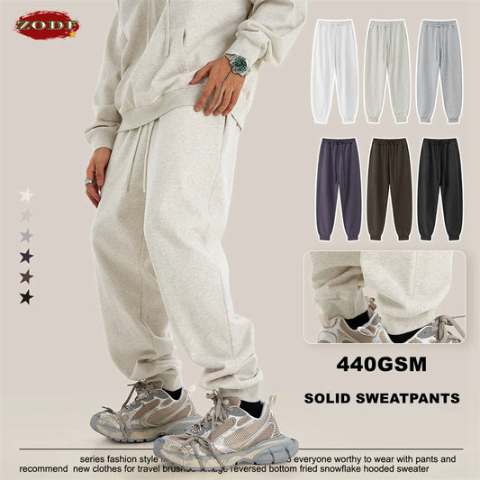 ZODF 2024 Autumn Winter Men Solid Sweatpants Women Unisex Casual Basic Loose Heavyweigh 440gsm Sport Joggers Pants HY0890