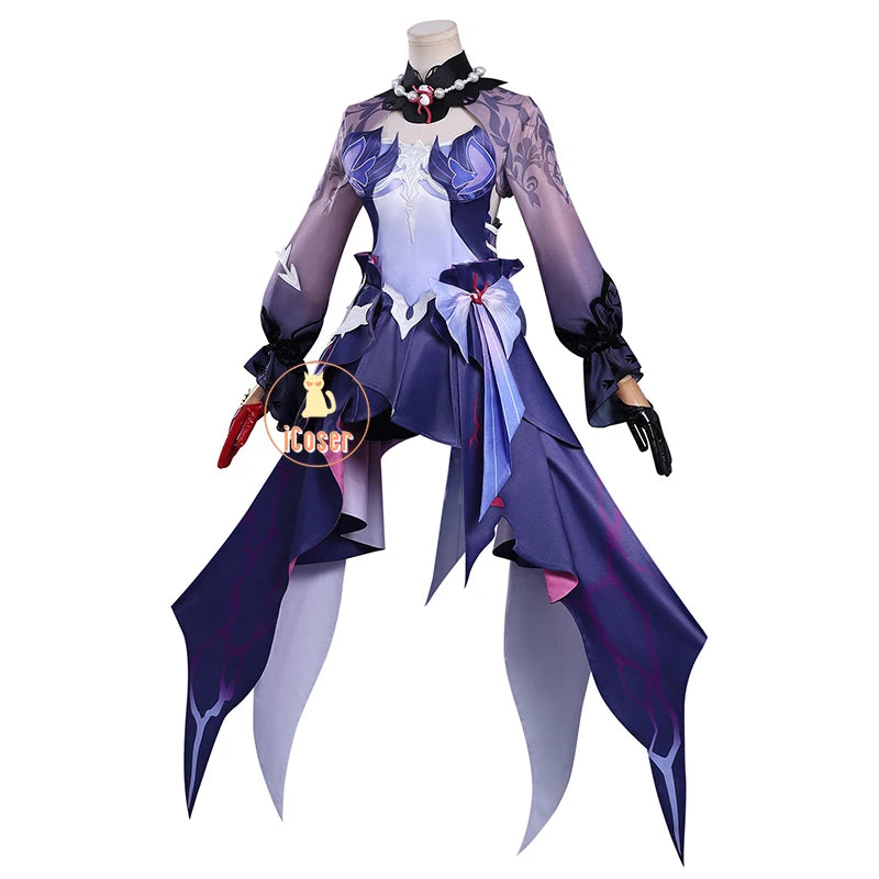 Honkai Star Rail Hysilens Cosplay Costume Wig Dress Headwear Earrings Rings Halloween Party for Women Girls Carnival Role Play