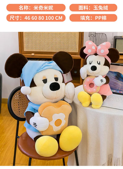 60/80/100cm Big Size Mickey Mouse Anime Plush Stuffed Doll Minnie Mouse Plushies Disney Pillow Peluche Ornaments Children's Gift