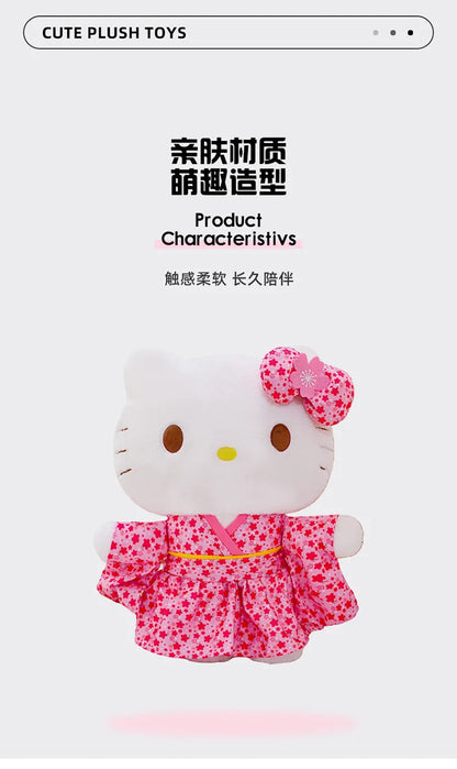 Sanrio Kawaii Hokkaido Japanese Kimono Hello Kitty Plush Toy Cute Sakura Kitten Stuffed Animal Kids Birthday Gift for Children