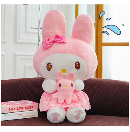 45/55/75CM Big Size Sanrio Hug A Bunny Kuromi My Melody Plushies Cartoon Anime Stuffed Children Toy Comfortable Soft Doll Gift