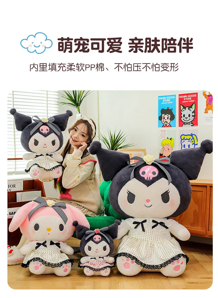 Sanrio Big Size 80cm Cute Kuromi My Melody Soft Stuffed Sofa Body Throw Pillow Plush Toys Dolls Kawaii Room Decor Holiday Gifts