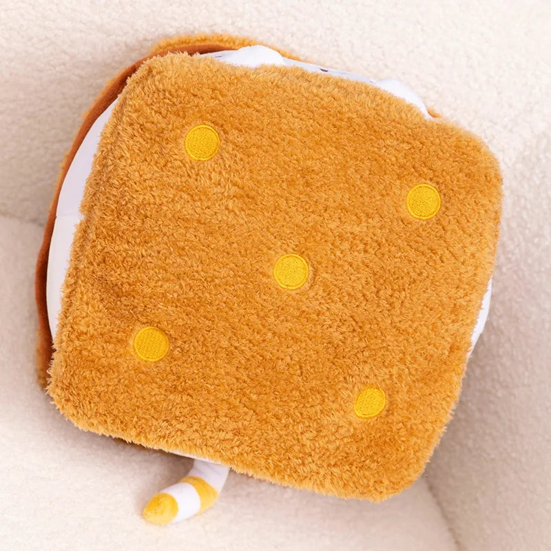 Cute Cat Sandwich Biscuit Plush Pillow Kawaii Cat Shaped Ice Cream Cake Plushie Soft Toy Small Decorative Pillow For Girl Friend