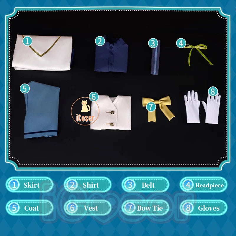 Anime Secrets of The Silent Witch Monica Everett Cosplay Costume Dress College Uniform Headwear Halloween Party for Women Girls