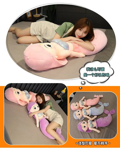 Hot 45-120cm Cartoon Kawaii Gaint Mermaid Plush Doll Pillow Colorful Beautiful Ocean Mermaid Plush Toy for Girls Christmas Gift