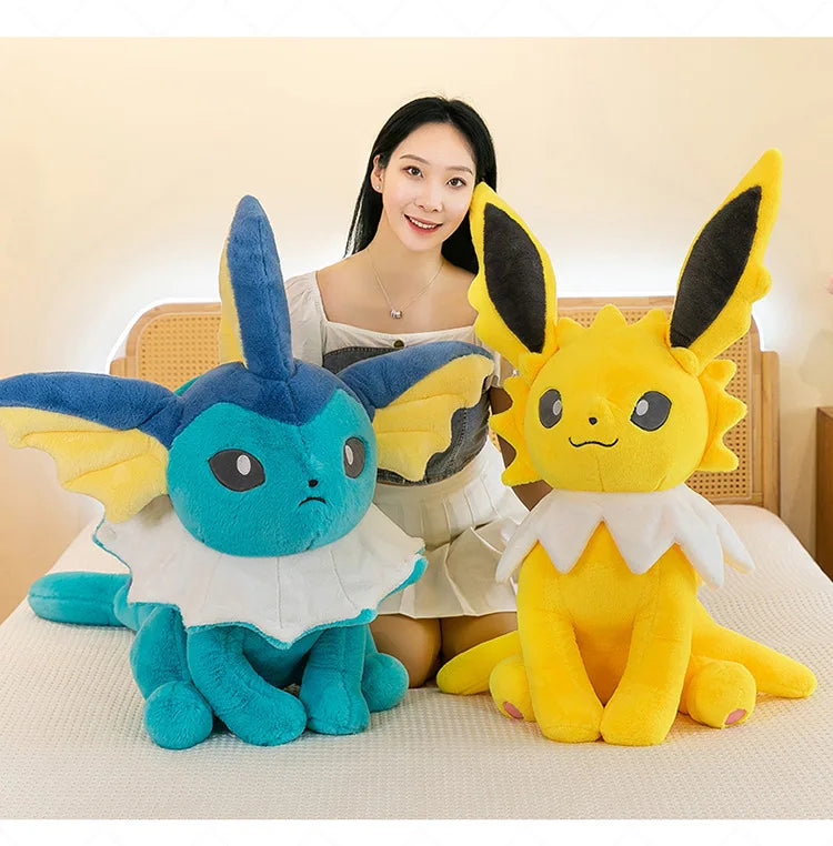 45/60/80CM Big Size Pokémon Jolteon Plushies ‌Vaporeon Cartoon Anime Stuffed Ornament Comfortable Soft Doll Children's Toy Gift