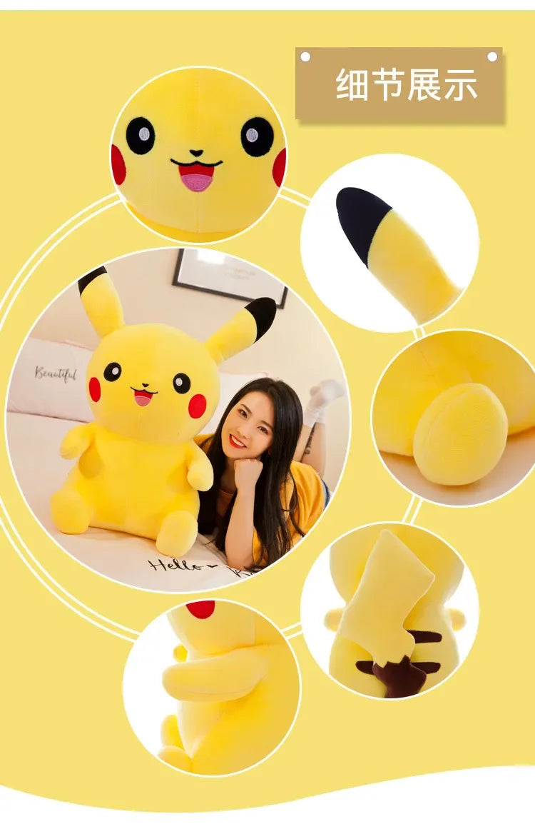 25/30/40/70CM Big Size Pokemon Pikachu Plush Cartoon Animal Stuffed Toys Kawaii Ornament Cushion Plushies Children Toy Gift