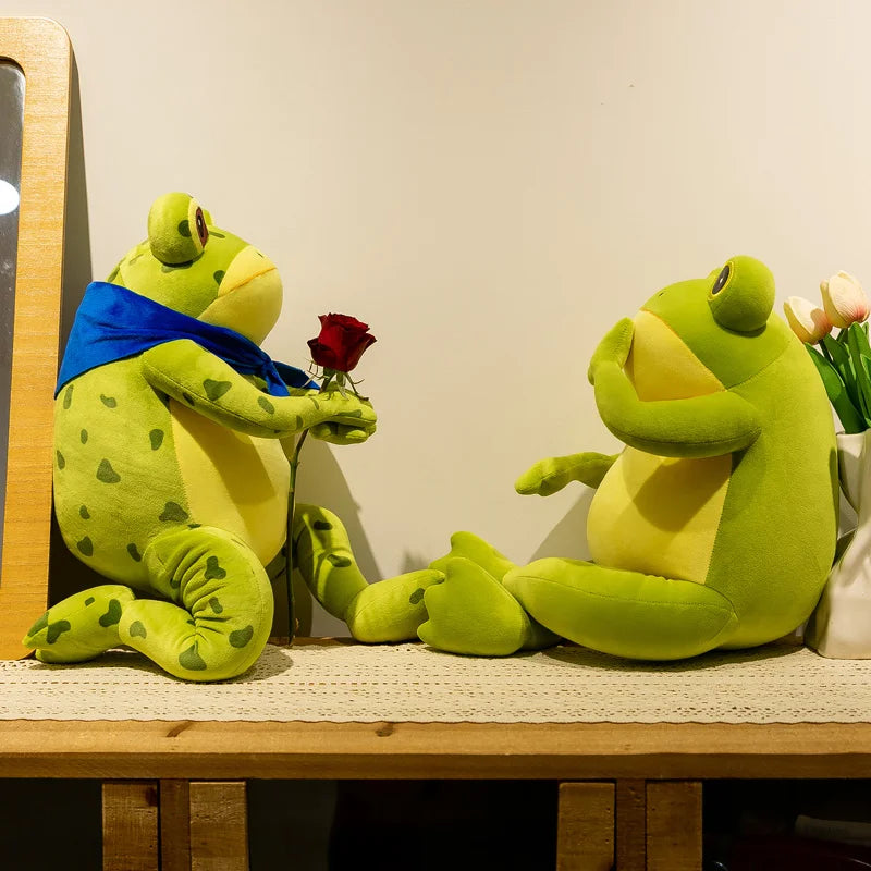 50cm Cute Cozy Frog Plushies Soft Stuffed Animal Funny Frog Toy with Scarf Kawaii Gift For Girl Boy Girlfriend