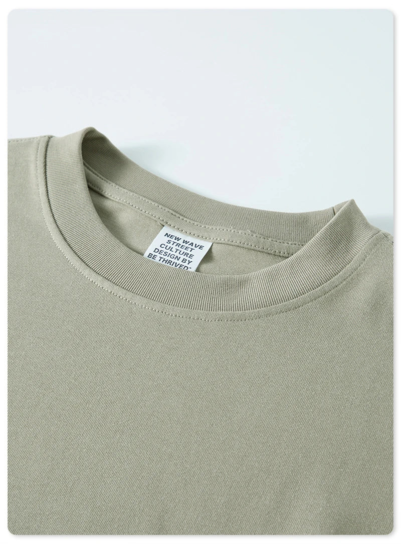 ZODF NEW Autumn Men's Solid Full Sleeve T Shirts Unisex Loose Oversized Casual 305GSM Cotton Basic T-Shirt Brand TEE HY0209