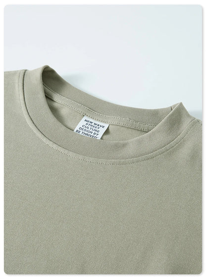 ZODF NEW Autumn Men's Solid Full Sleeve T Shirts Unisex Loose Oversized Casual 305GSM Cotton Basic T-Shirt Brand TEE HY0209