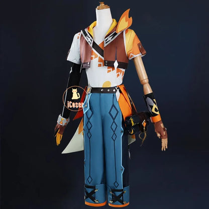 Genshin Impact Bennett Cosplay Costume Wig Adventures in Blazing Hue Uniform Headwear Mondstadt Halloween Party Women Men Props