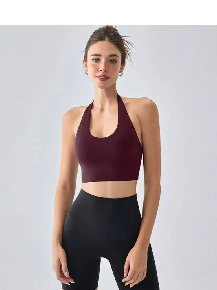 Sexy Sports Bra for Women Halter Yoga Tank Top Seamless Shockproof Push Up Fitness Gym Workout Fast Dry Underwear
