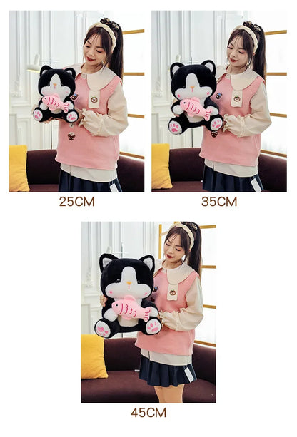 45cm Kawaii Stuffed Toys Lace Scarf Cat Plush Doll Fluffy Soft Cat Baby Doll Cute Cartoon Cat Stuffed Toy Home Decor Kid Gifts
